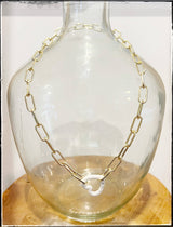 Gold Paperclip Chain Charm Necklace Pendant Carabiner Heart