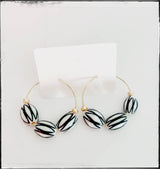 Black & White Glass Hoop Bead Dangle Earring Watermelon Bead