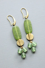 Lime Green and Seafoam Cluster Earrings