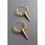Citrine Glass and Brass Small Hoop Earrings