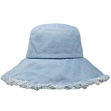 Blue Keanu Heavy Cotton Twill Raw Edge Bucket Hat