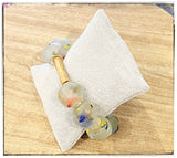Recycled Glass Bead Stretch Bracelet w/ Wood Tube : Rainbow: 7”