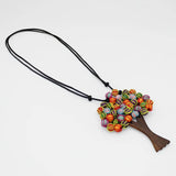 Rainbow Elm Tree Statement Pendant Necklace