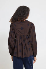 Brown / Navy Embroidered Top