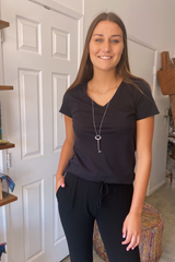 Beverly Black V-Neck Tee Shirt