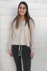 V-Neck Fringe Trim Sweater