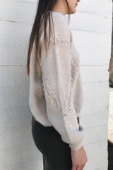 V-Neck Fringe Trim Sweater
