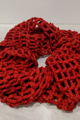 Red cable knitted infinity scarf