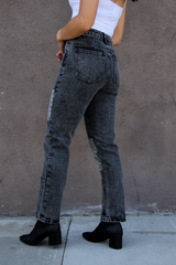 Black Color Block Patchwork Jeans