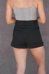 Black Pleated Cuffed Short