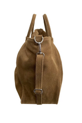 Tan Capri Gathered Suede Satchel