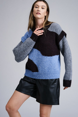 Blue/brown Seyne Abstract Print Sweater