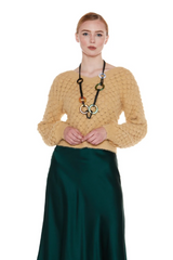 Light Mustard Honeycomb Long Sleeve Sweater
