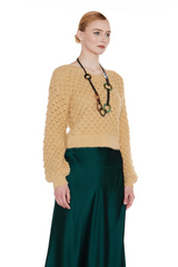 Light Mustard Honeycomb Long Sleeve Sweater
