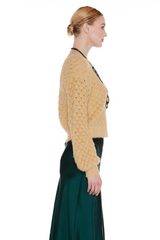 Light Mustard Honeycomb Long Sleeve Sweater