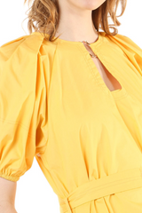 Yellow Midi Dress with Self Tie