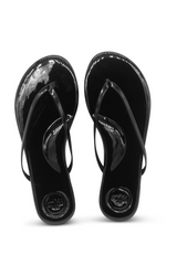 Black Patent Flip Flops