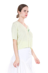 Mint Green Short Sleeve Knit Sweater