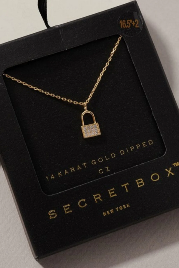 Gold Lock Charm Necklace