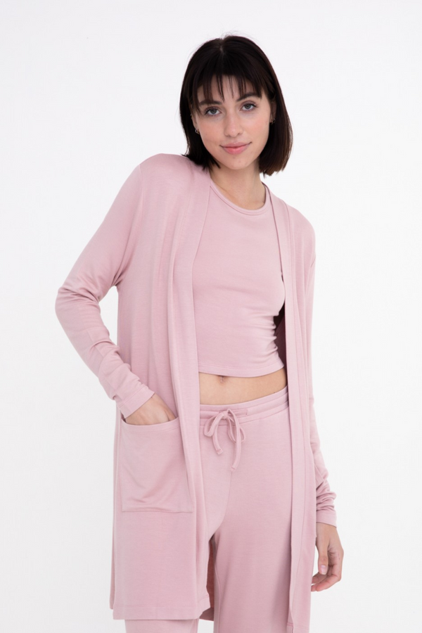 Rose Open Front Cardigan