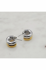 Two Tone Mini Huggie Earrings