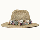 Seagrass Rancher Hat with Floral Bouquet Band