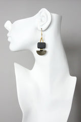 Black Agate and Brass Earrings