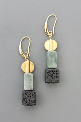 Lava Rock and Serpentine Earrings
