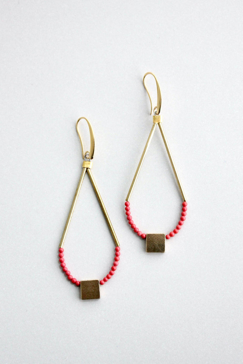 Red and Brass Earrings