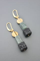 Lava Rock and Serpentine Earrings