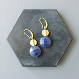 Navy and Brass Dangle Earrings