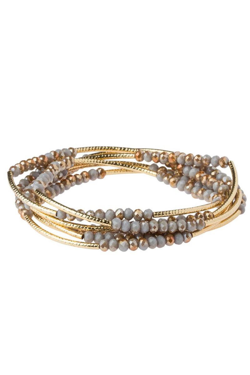 Wrap Bracelet/Necklace - Silver Lining/Gold