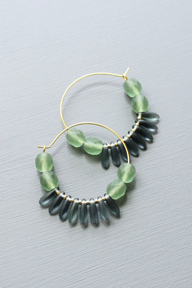 Seafoam and Blue Montana Hoop Earrings