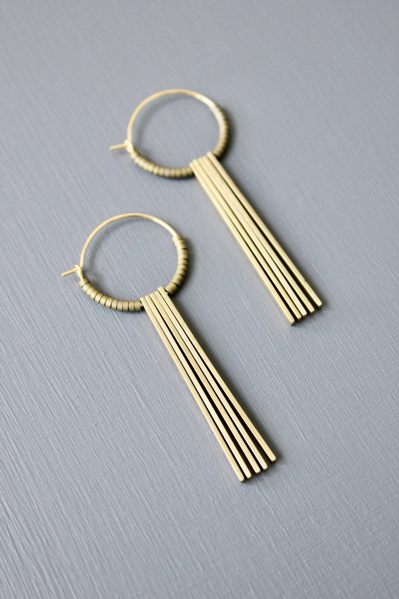 Brass Geometric Hoop Earrings
