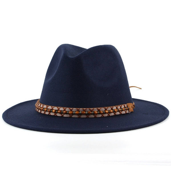 NAVY AUTUMN AND WINTER WARM PANAMA HAT
