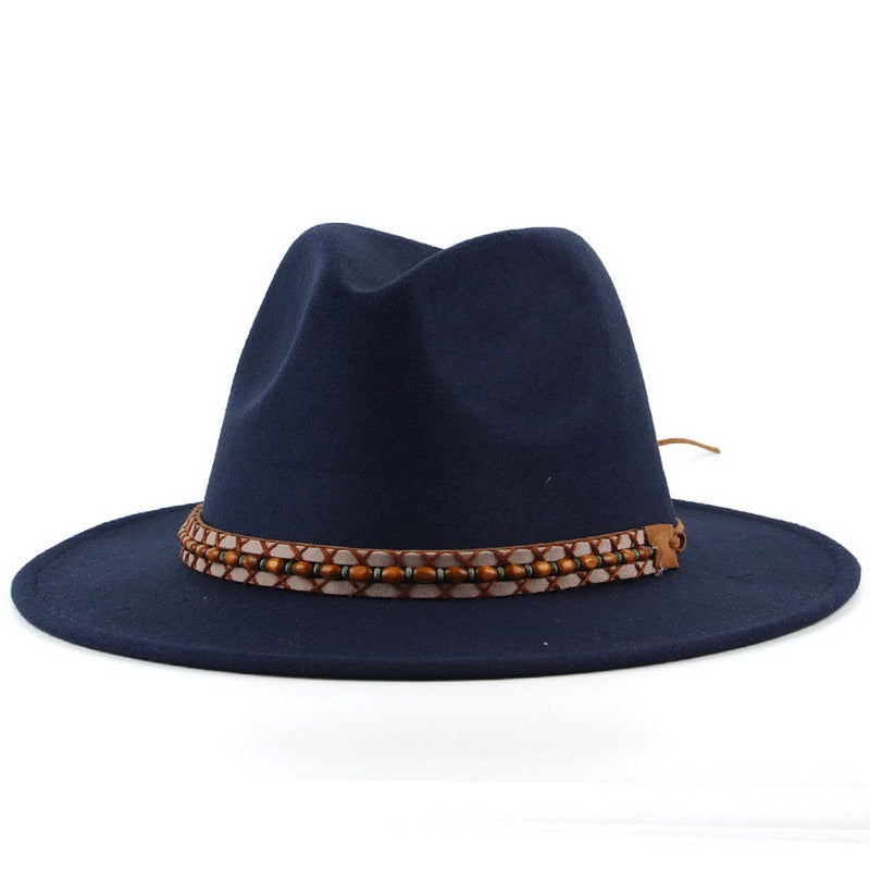 NAVY AUTUMN AND WINTER WARM PANAMA HAT