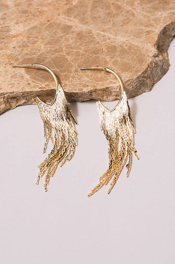 Signe Fringe Chain Hoop Earrings | 18K Gold Plating: Gold Plate