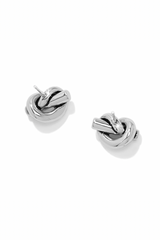 Interlock Single Knit Silver Post Earrings
