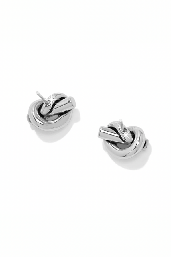 Interlock Single Knit Silver Post Earrings