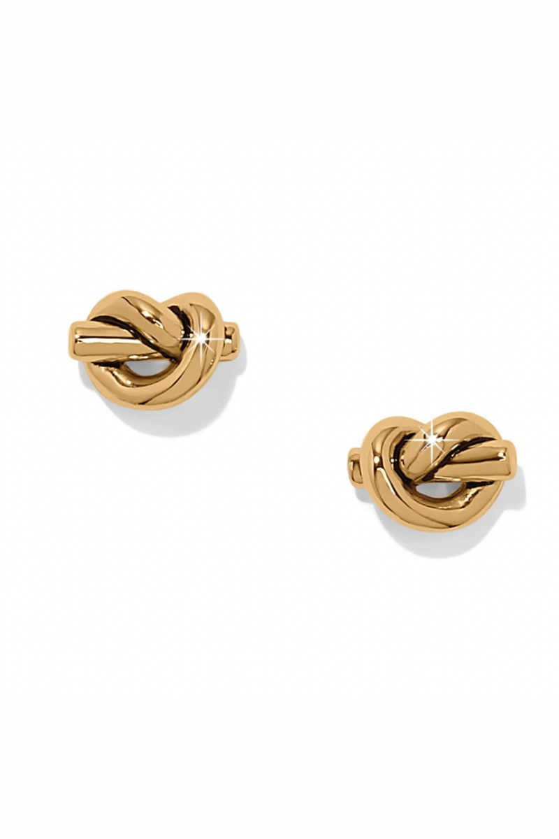 Interlock Single Knot Gold Post Earrings