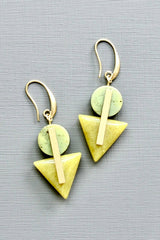 Green Jasper and Jade Geometric Earrings