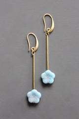 Blue Czech Glass Flower Earring