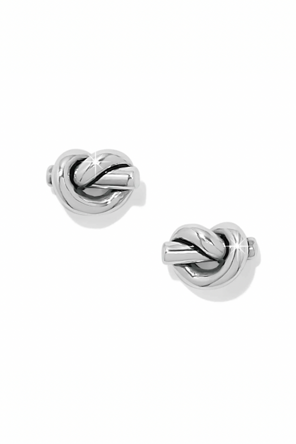 Interlock Single Knit Silver Post Earrings