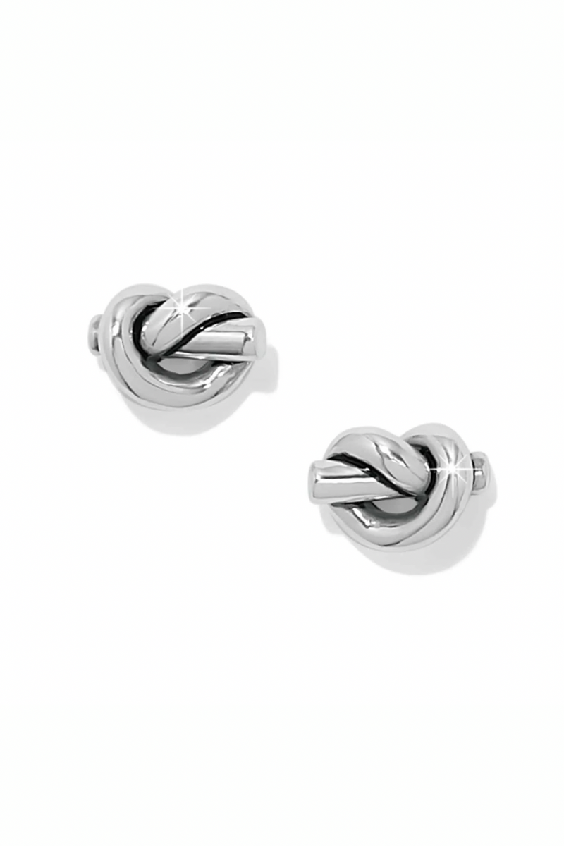 Interlock Single Knit Silver Post Earrings