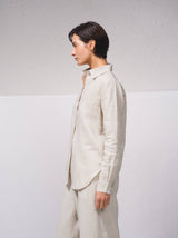 Beige Long sleeve linen shirt