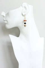 Carnelian Disc and Brass Earrings