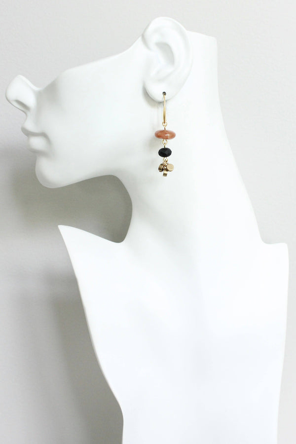 Carnelian Disc and Brass Earrings