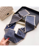 Blue Patchwork Contrast Skinny Scarf