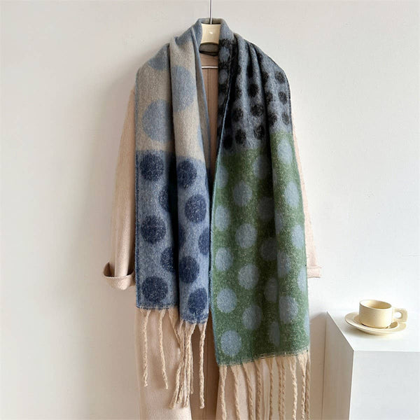 Retro Polka Dot Wool-Like Thick Scarf Shawl