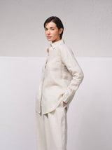 Beige Long sleeve linen shirt